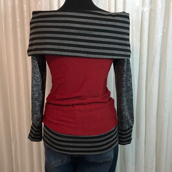 Stripe Slash Neck Color Block Pullover - Picture 5 of 7